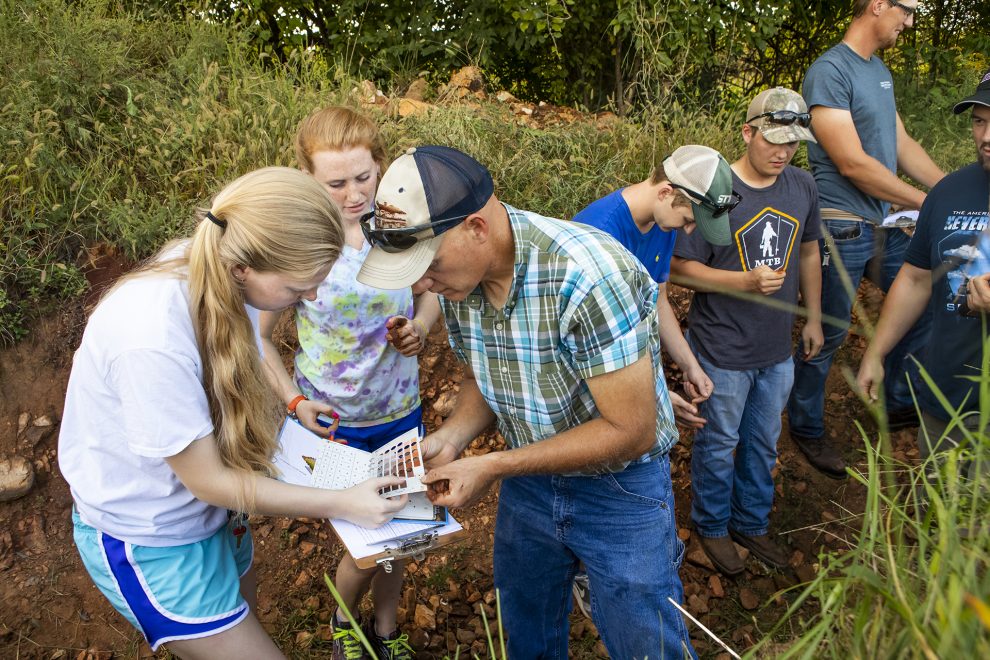 Students in the Plant Science Program study soil samples.