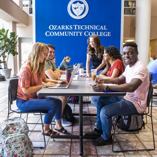 Students studying in the Jared Atrium.