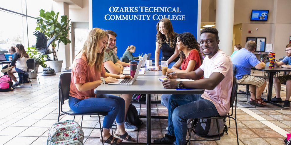 Students studying in the Jared Atrium.